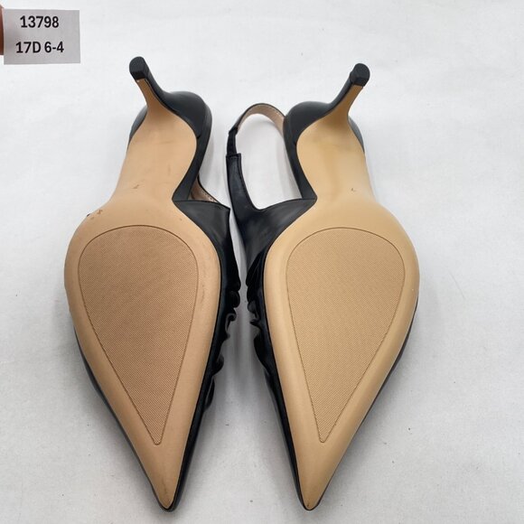 YDN Black Dressy Slip on Elastic Pumps Pointed Toe Slingback Mid Heels Shoes - Picture 7 of 8